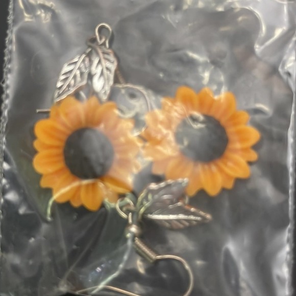 Sunflower Acrylic Drop Style Earrings - Picture 5 of 7